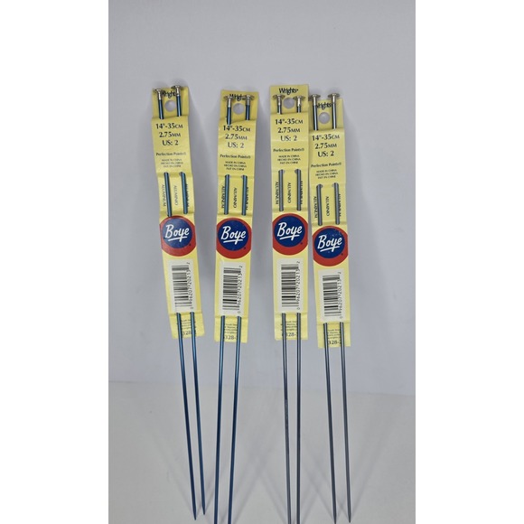 NEW 4 Sets of 2 Wrights Boye Aluminum Knitting Needles Size 2 Blue &‎ Purple - Picture 1 of 3